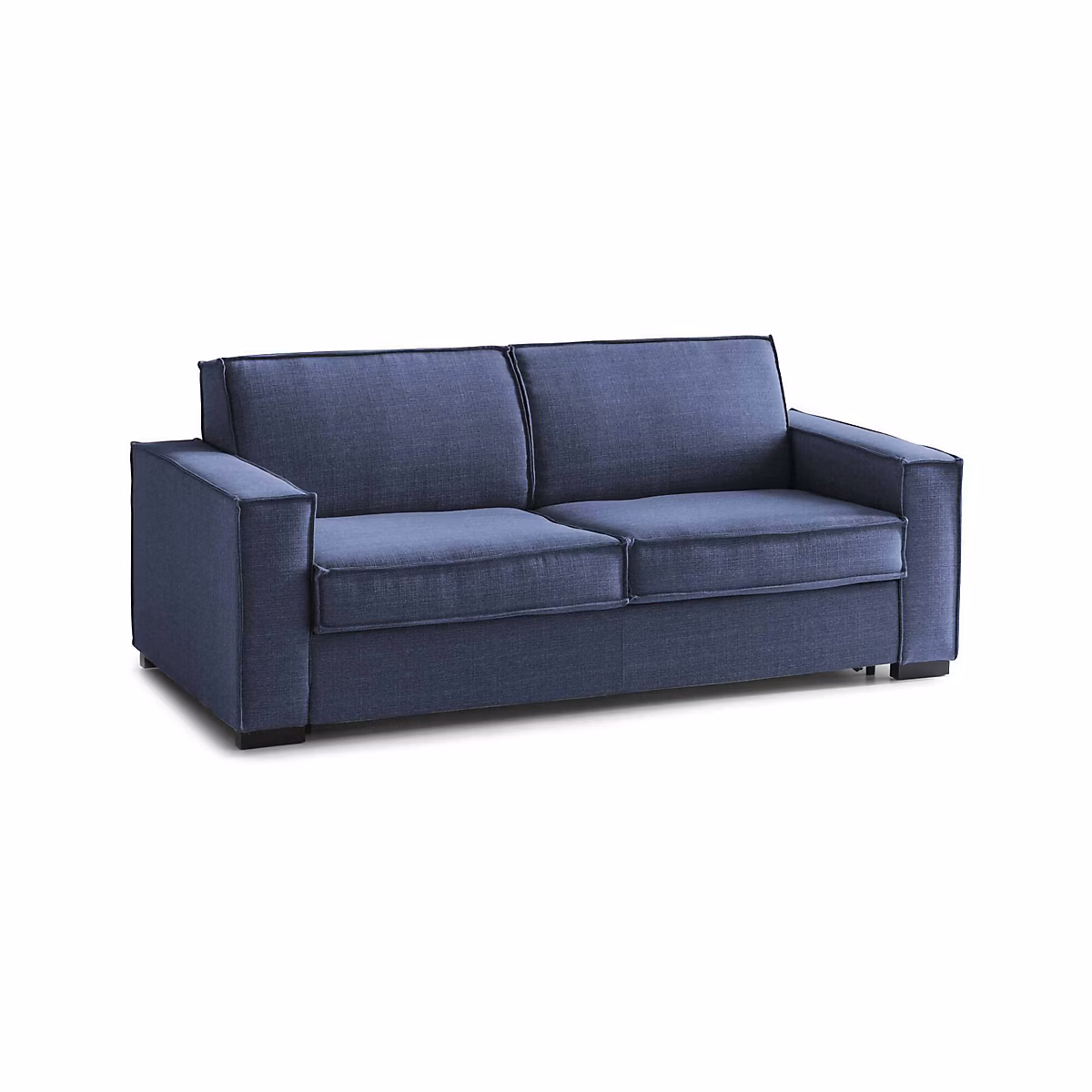Canapé fixe Dmene – Grand canapé 2 places, 100% Made in Italy, Canapé de salon en tissu, avec accoudoirs fins, 180 × 95h90 cm, Bleu