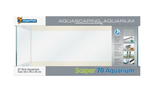 Aquarium en verre extra blanc Superfish Scaper 70 Shallow - 60 x 40 x 28 cm