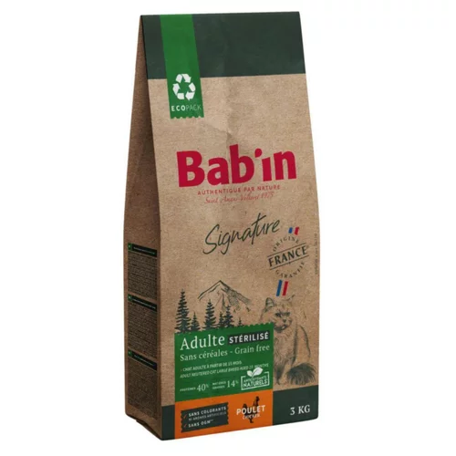 Croquettes pour chat adulte stérilisé au poulet sans céréales grandes races Bab'in Signature - 3 kg