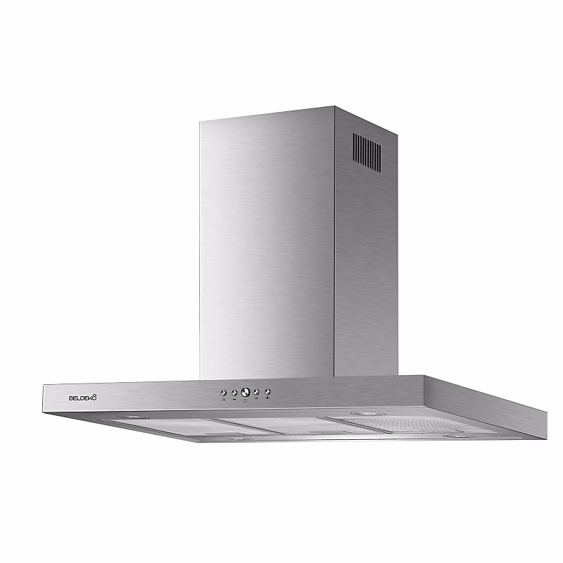 BELDEKO Hotte Îlot 90 cm Inox 553 m3/h 3 Vitesses – Marque Française
