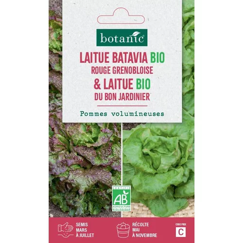 Graines de laitue bio bat. rouge grenobl. bio + bon jardinier botanic® - graines bio semer