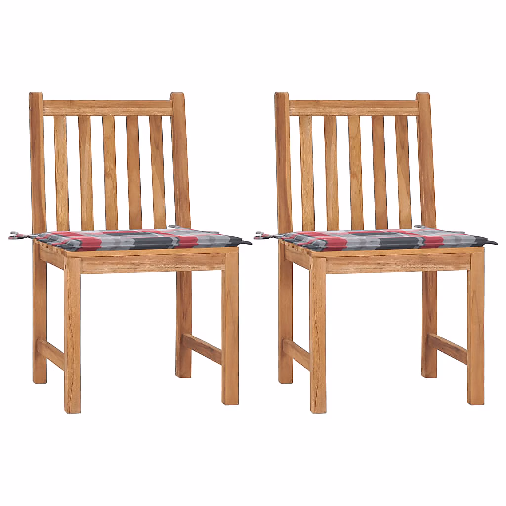 Chaises de jardin avec coussins Bois de teck massif vidaXL – lot de 2
