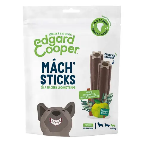 Friandises pour chien de petite taille dès 4 mois à la pomme et à l'eucalyptus sans céréales Edgard & Cooper Mach'Sticks