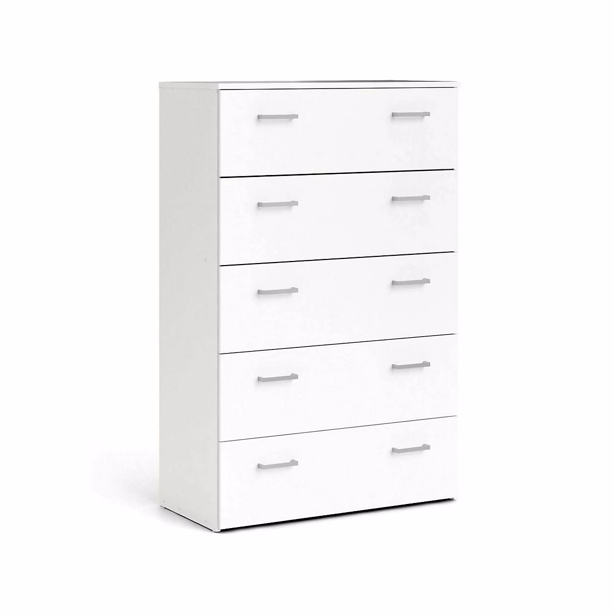 Commode Aikol – 5 Tiroirs 74 × 36 × 114h cm Blanc