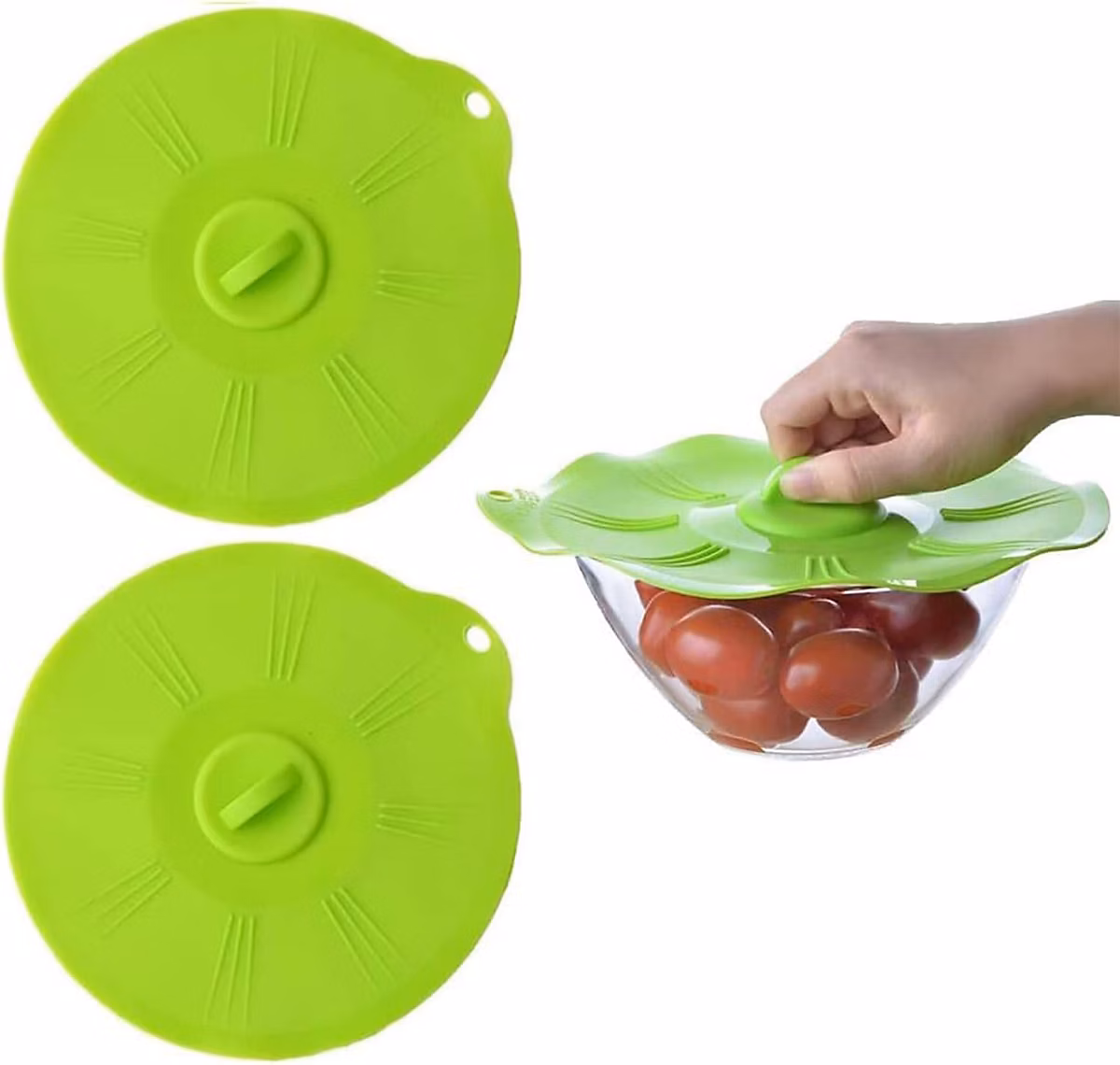 couvercles en silicone et des aliments Couvre – Pack 2 vert