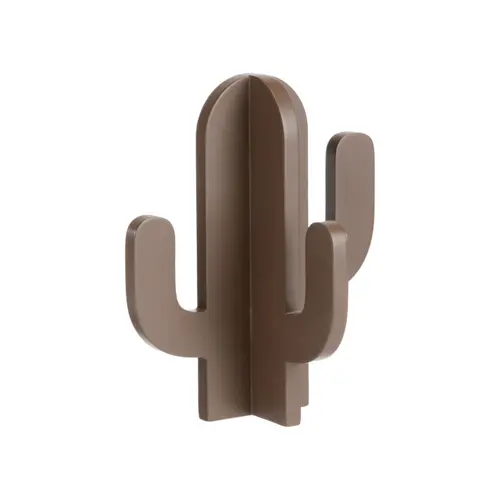 Patère murale cactus coloris chocolat en bois certifié FSC® - 14 x 8 x 17 cm