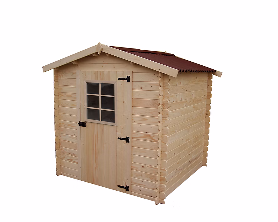 Abri de jardin madriers massifs 3.24 m² bois naturel Habrita VD2020.02N | Abri de jardin