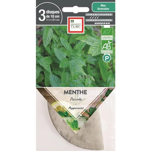 Graines présemées de Menthe poivrée bio Ernest Turc - 3 ronds de 10 cm