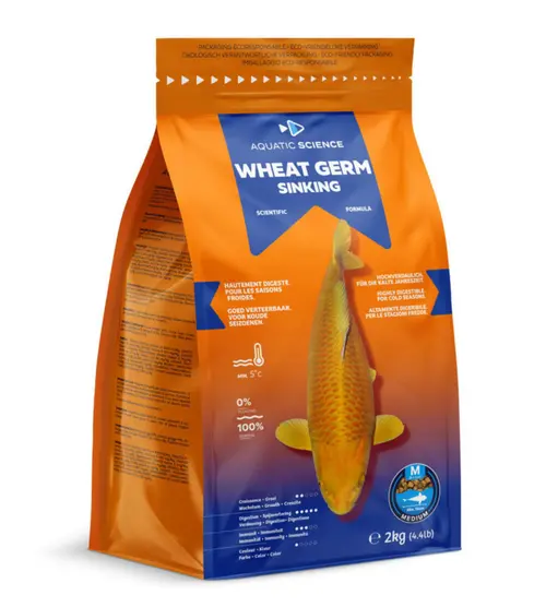 Nourriture complète pour koïs de minimum 15 cm de long Aquatic Science Wheat Germ Sinking - Taille M sac de 2 kg