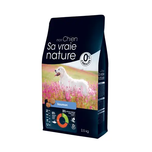 Croquettes sans céréales pour chien adulte au saumon et au hareng Sa Vraie Nature - 2,5 kg