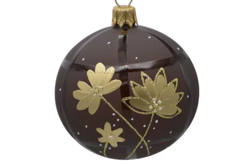 Suspension boule décorative nature coloris marron en verre - Ø 7 cm