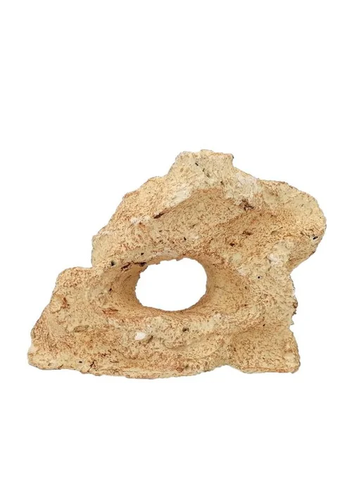 Décor pour aquarium céramique naturelle coloris beige 1 trou Tyrol - Taille M