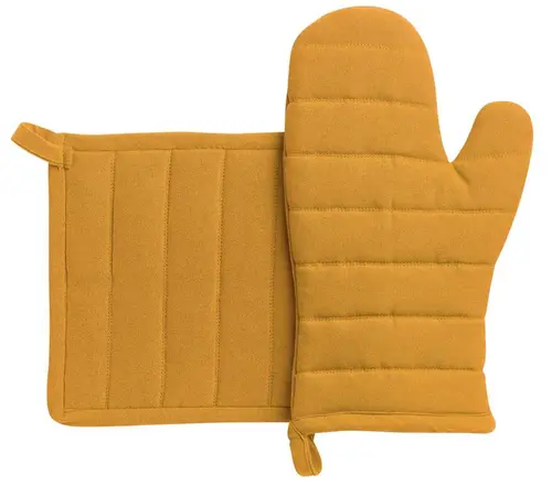 Ensemble gant et manique en coton recyclé et polyester coloris tournesol Jona - les 2 pièces
