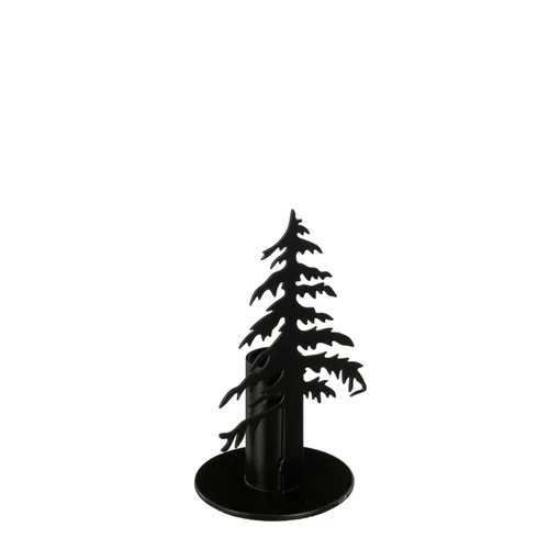 Bougeoir arbre coloris noir en métal - 13,5 x 7 cm