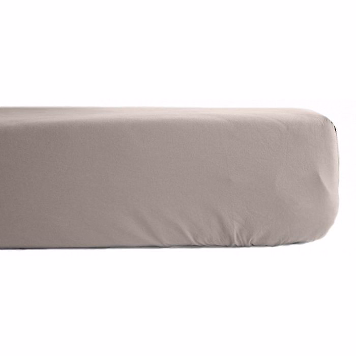 Drap housse percale pur coton peigné longues fibres 80 fils/cm² avec bonnet de 35 cm Vent du sud | 140x190 – Lin