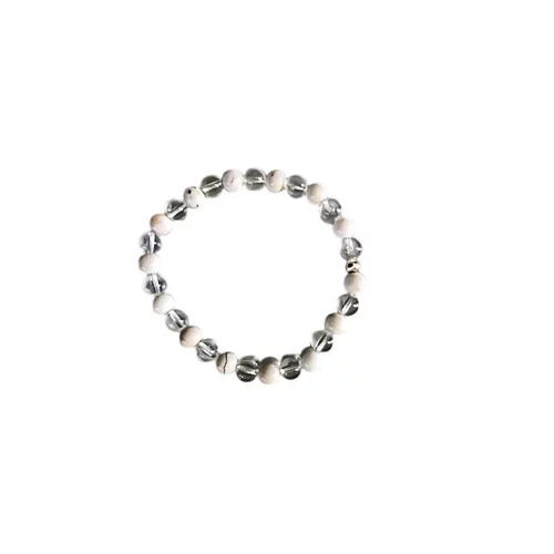 Bracelet mix howlite et cristal de roche 4mm