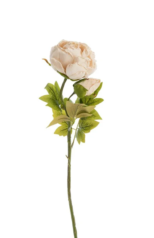 Fleur artificielle en papier tige de pivoine coloris beige - H 62 cm