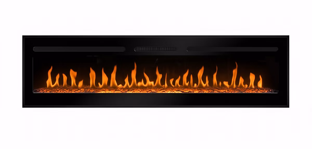 CHEMIN'ARTE | Cheminée électrique Encastrable Elysée 5XL 182 cm Effet Flammes LED – Chauffage programmable – Télécommande