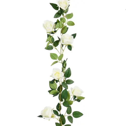 Guirlande de roses artificielles blanches - 180 x 15 x 6 cm