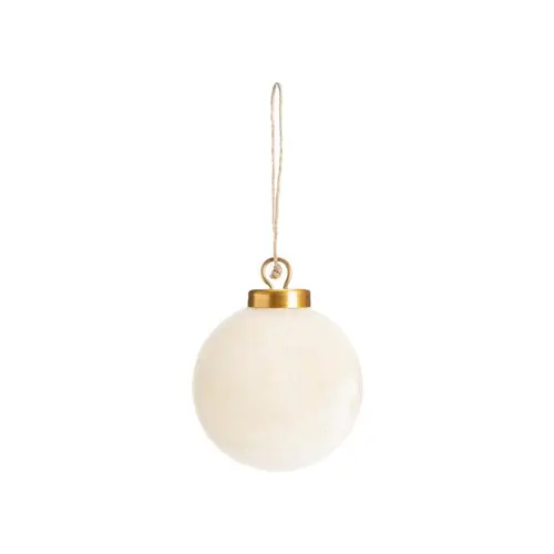 Boîte de 6 boules rondes en verre velours crème, beige et brun Ø 8 cm