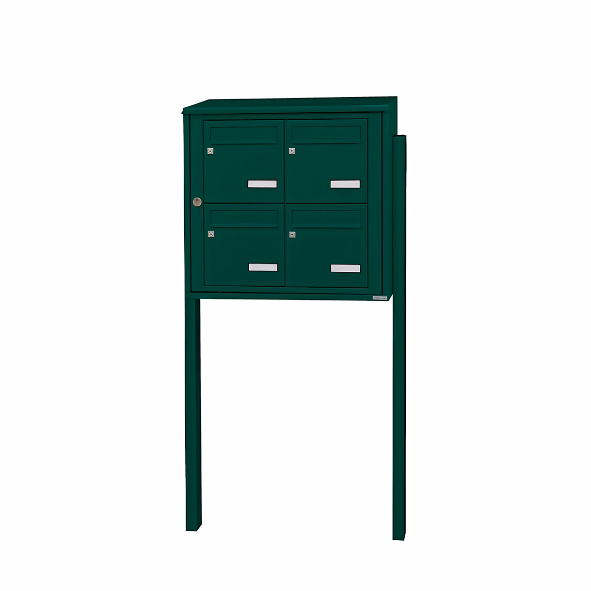 Bloc collectif leabox.com – 2 × 2, grade 3, simple face, Extérieur, fixation sur pieds à sceller, Vert mousse RAL 6005 brillant