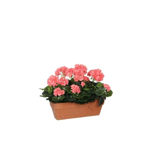 Géranium saumon plante artificielle en jardinière Terra 39x13x40 cm