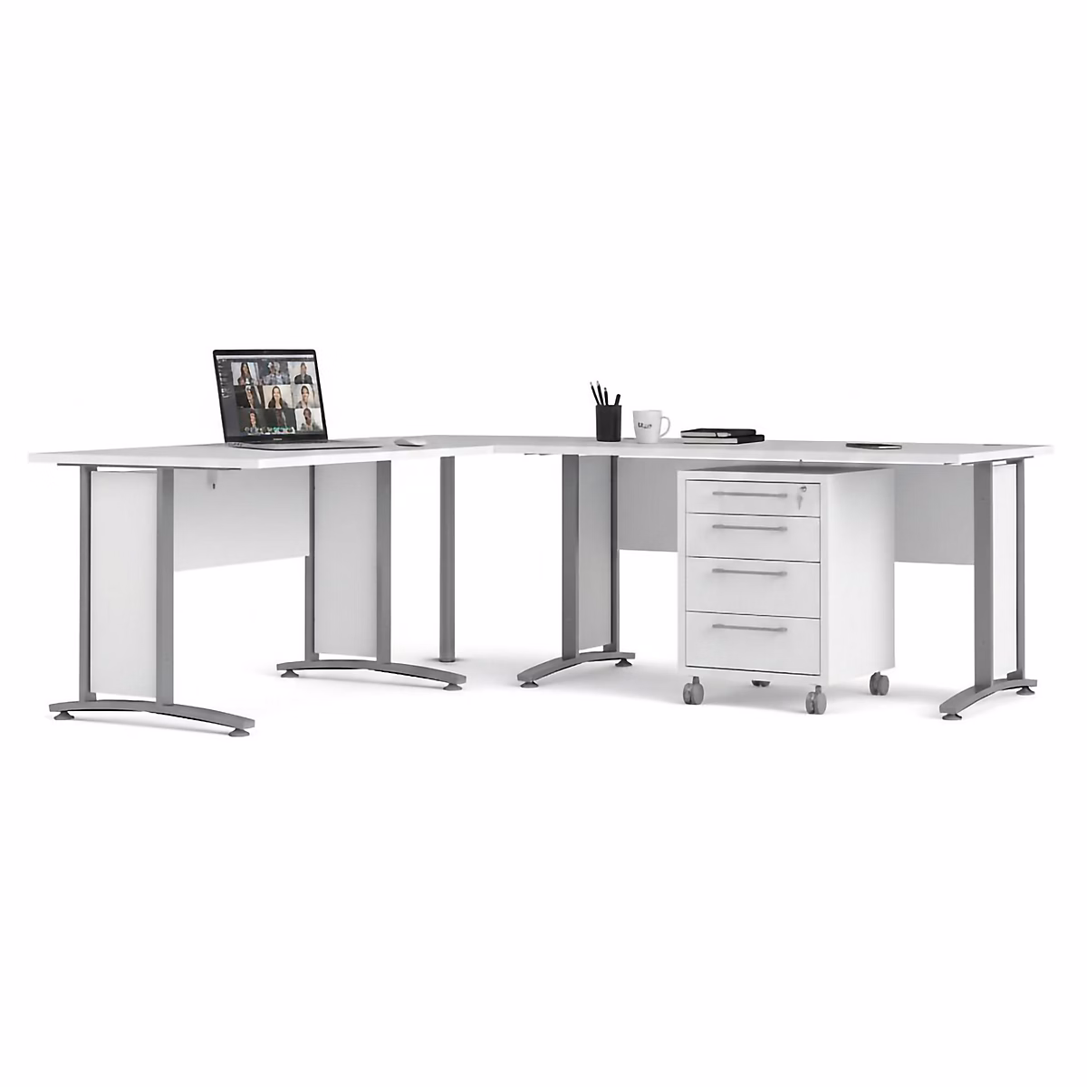 Bureau Agerato – Angle 230 × 200 × 75h cm Blanc