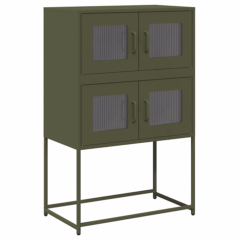 Buffet haut vert olive 68 × 39 × 107 cm acier vidaXL