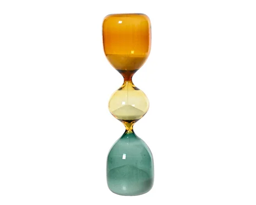 Sablier en verre coloris vert ocre ambre - Ø 6 x H 23,5 cm