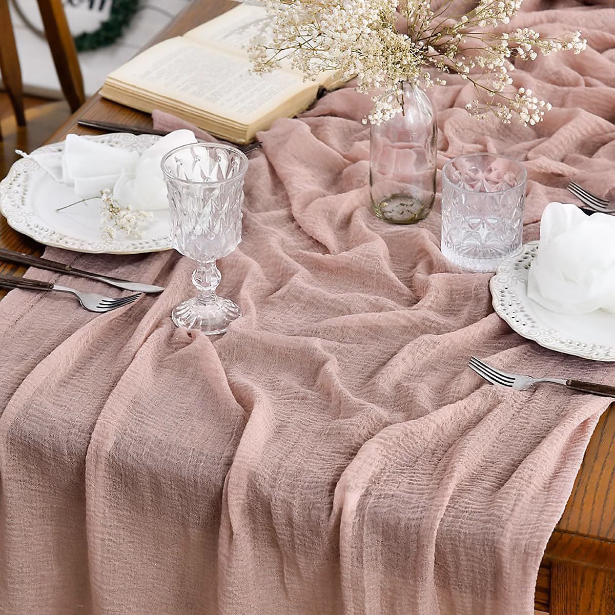 Linge de table – Chemin de table Artoid Mode 400 cm rose poussiéreux
