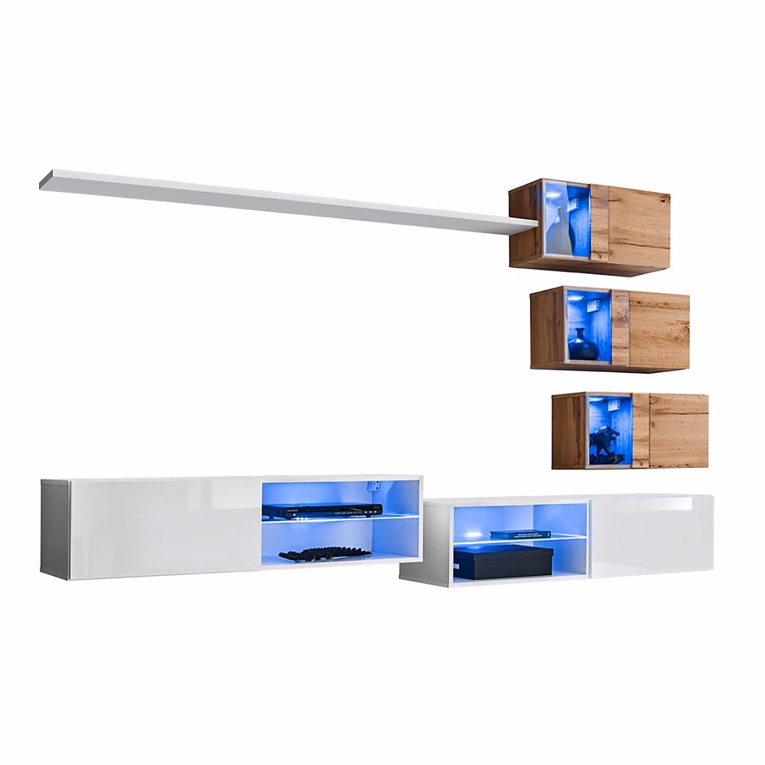 Ensemble meubles de salon SWITCH XXIV design – coloris blanc et chene.