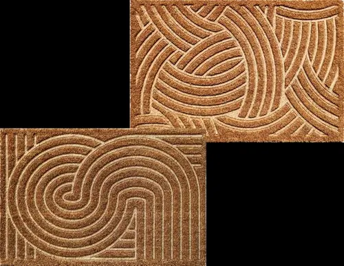 Tapis brosse coco motifs coloris beige Sweetsol - 40 x 60 cm