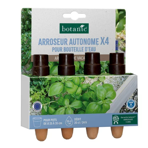 4 Arroseurs autonomes en céramique botanic® pour bouteille d'eau - Idéal pots Ø 15 à 25 cm