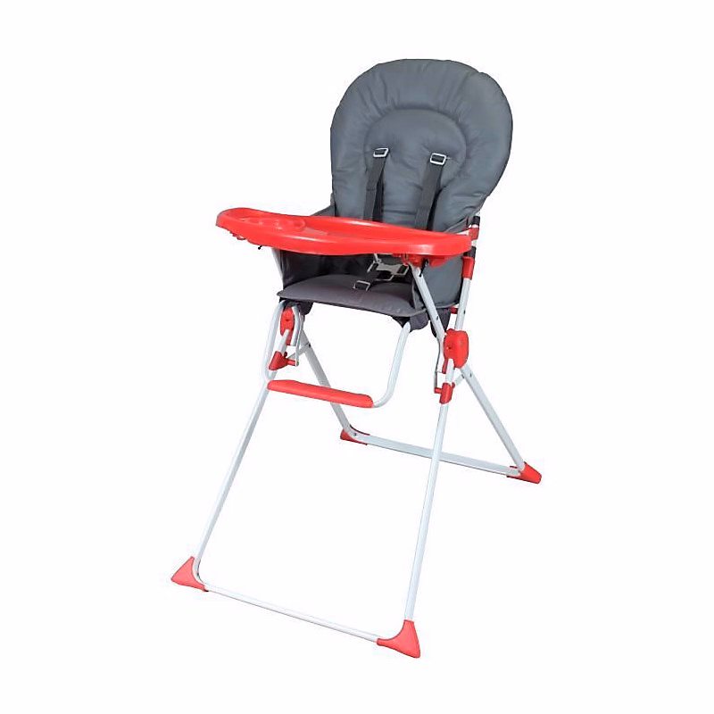 BAMBIKID Chaise haute fixe | Des 6 mois – Mixte – Gris et rouge