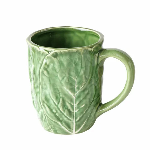 Mug en dolomite vert Cabbage - Ø 9 x H 11,5 cm