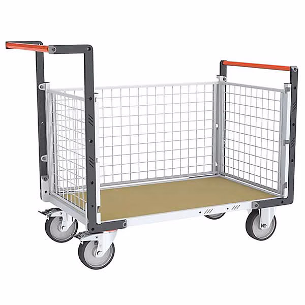 Chariot modulaire grillagé 3 côtés – Plateau bois médium 965 × 580mm | Charge max 500kg | 806724544