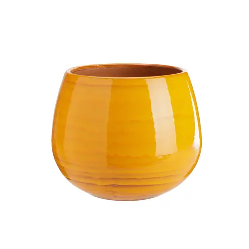 Pot en terre émaillée orange Savane Les Poteries d'Albi Cancale - Ø 25 x H 27 cm