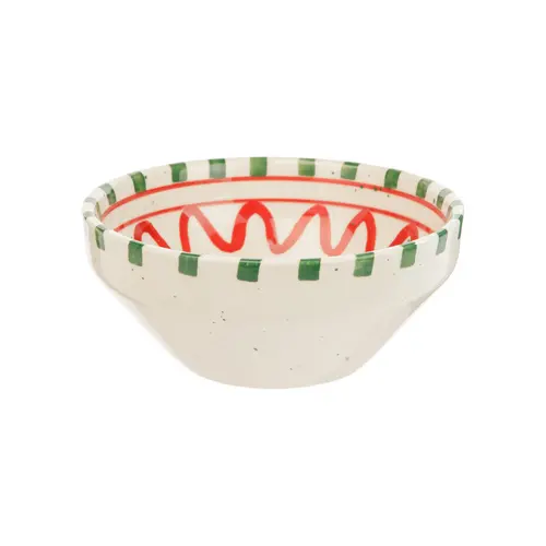 Bol en céramique blanc, vert et rouge Venda - H 6 x Ø 14 cm