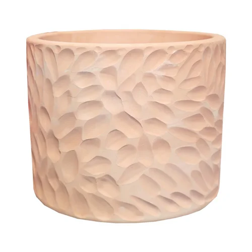 Pot cylindrique en terre cuite coloris beige Poterie du Bousquet Artisan - Ø 28 x H 23 cm
