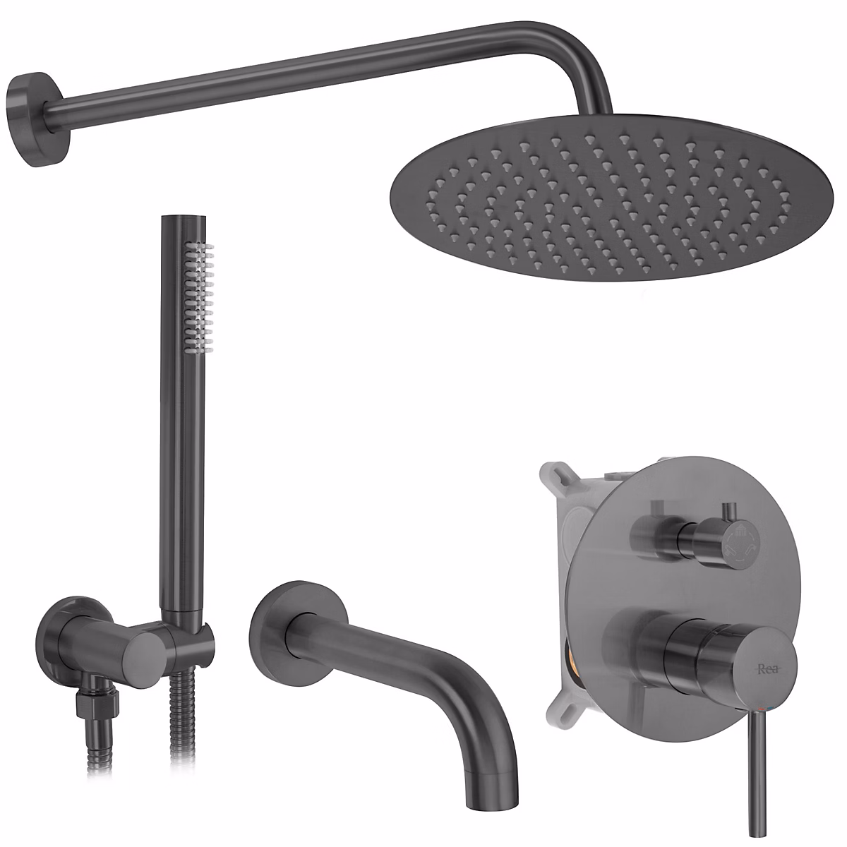 Colonne De Douche-Baignoire Encastrée Rea Lungo Titanium + Box – Réf. DFZICGAKU6427438633