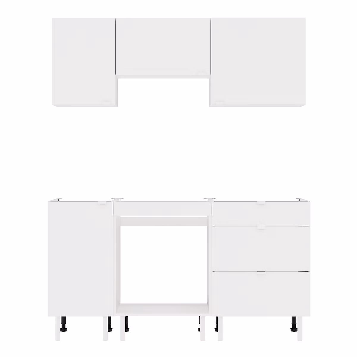 Cuisine complète Izee blanc 3 meubles hauts + 3 bas 3 tiroirs et 4 portes sans électroménager 160 cm – Réf. INSPQYAAV4168946269
