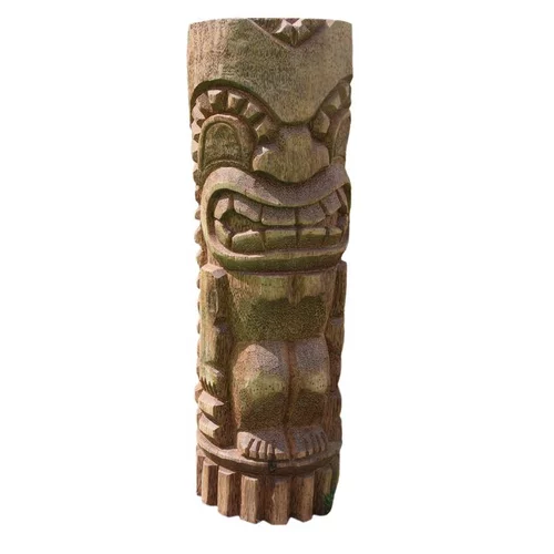 Totem polynésien Tiki Aro coloris bois en bois de coco - 100 cm