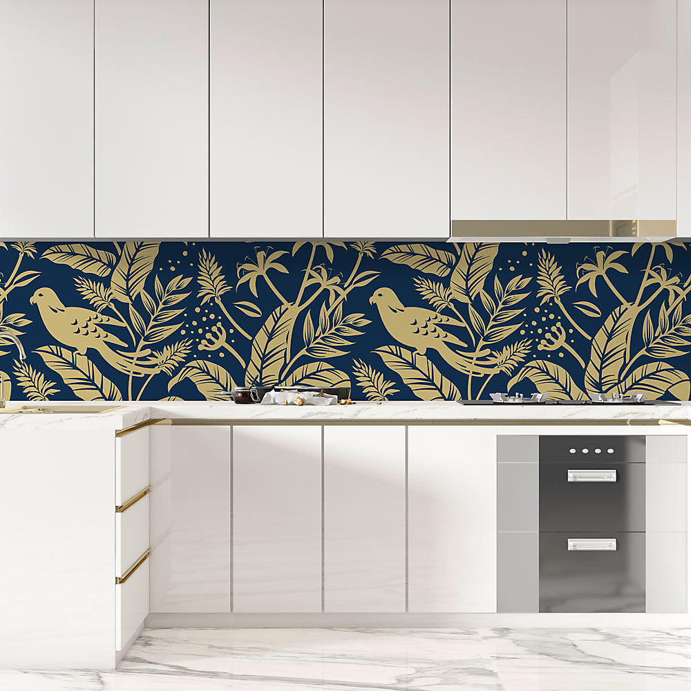 Crédence Adhésive Tropicale Bleue 200 × 50 cm
