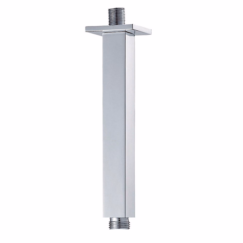 Bras de douche carré pour montage au plafond – 20 cm, finition chromée, en laiton Kibath