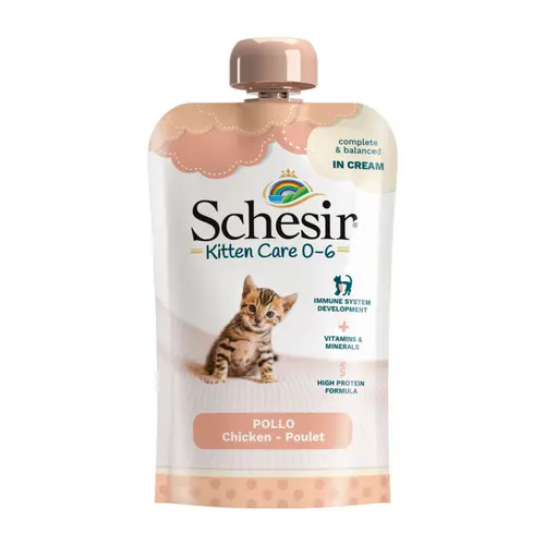 Aliment humide pour chaton poulet en crème Schesir Kitten Care - 150 g