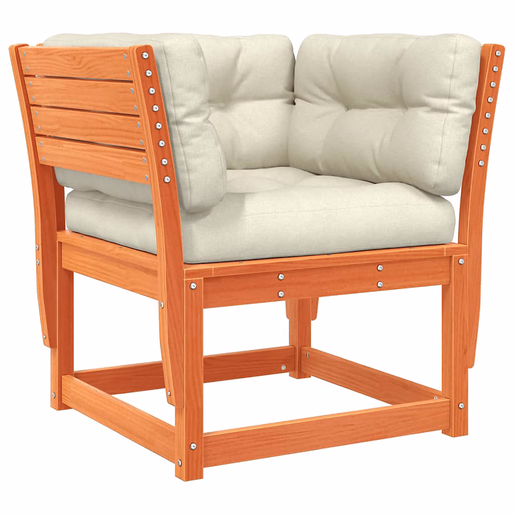 Canapé de jardin accoudoirs et coussins cire marron massif pin vidaXL – Réf. HSFIEMWKN6200723372