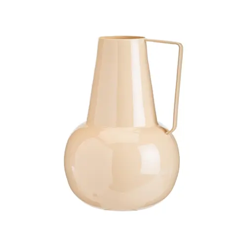 Vase boule avec col haut en métal beige - Ø 16 x 22 cm