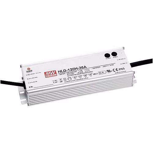 Driver LED Mean Well HLG-120H-42A – 120 W, 21-42 V DC, IP65, métal
