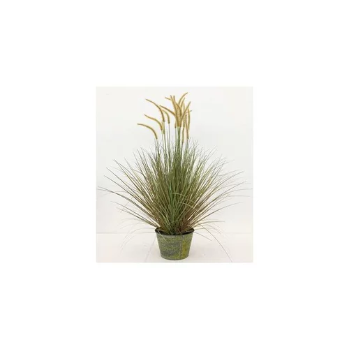 Graminée artificielle à joncs en pot métal 30 cm - 32,5 x 190 cm