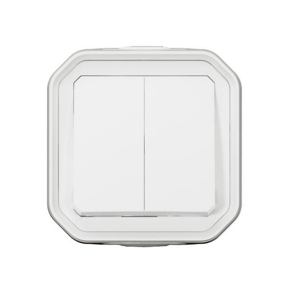 Interrupteur et prise – Double interrupteur Legrand Plexo blanc en saillie
